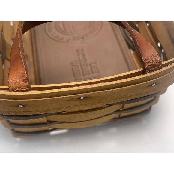 VTG 1999 LONGABERGER Handwoven BREAD BASKET + Warming Brick 14.5"x7.5"x3.5" READ - Picture 6 of 6
